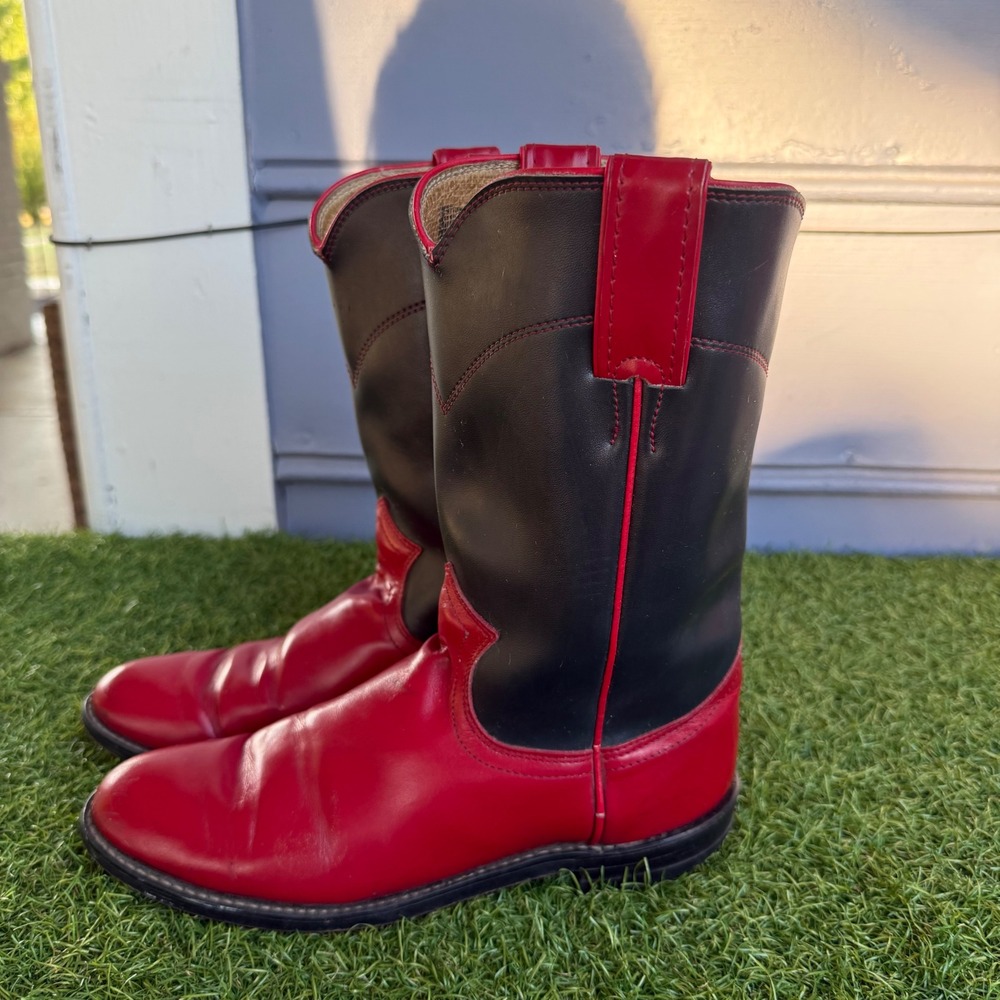 Diamond Brand Red Black Two Tone Leather Western Cowboy Boots Womens Size 6 B